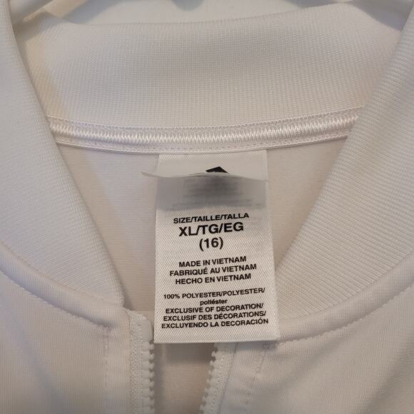 Adidas White Full Zip Track Jacket Youth XL Three Stripes Logo Streetwear - Picture 4 of 8